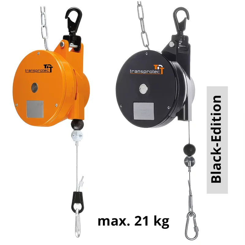 Blancer in orange oder schwarz erhältlich, 3 bis 21 ka, 2m Seilauszug.