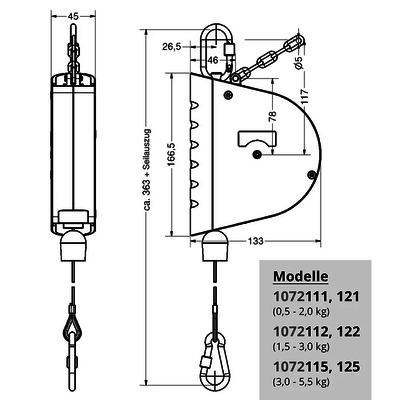 Federzug 1072 bis 5,5 kg Zeichnung