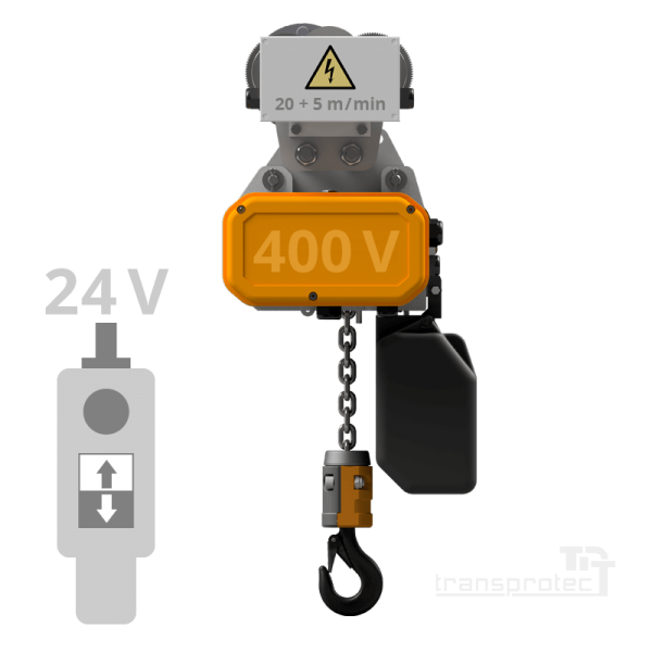 Elektrokettenzug 400 V mit 24-V-Steuerung + Elektrofahrwerk 2