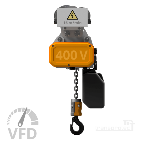 Elektrokettenzug, 400 V, mit Frequenz-Umrichter-Steuerung (VFD) mit E-Fahrwerk