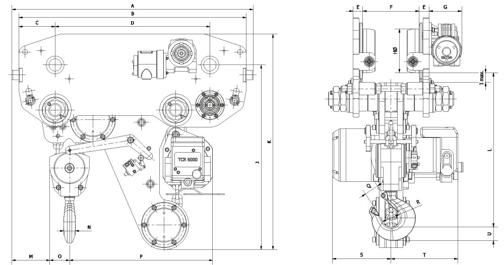 Abmessungen Flachhubwerke 0,5 t bis 12 t