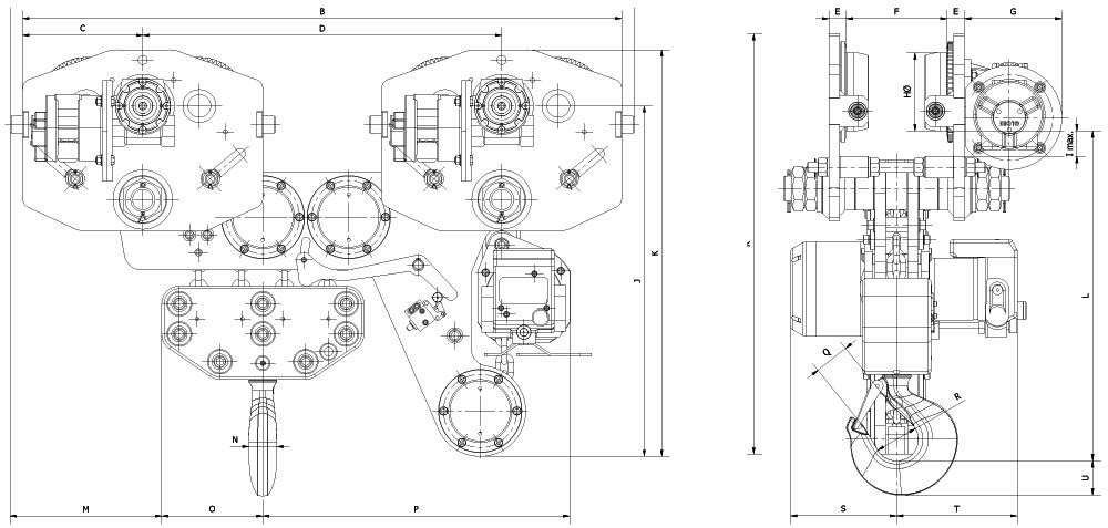 Abmessungen Flachhubwerke 10 t bis 20 t