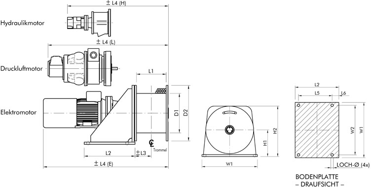 Abmessungen Elektroseilwinde FD-E